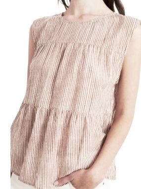 Velvet by Graham & Spencer Sleeveless Tiered Tunic in Blush Linen